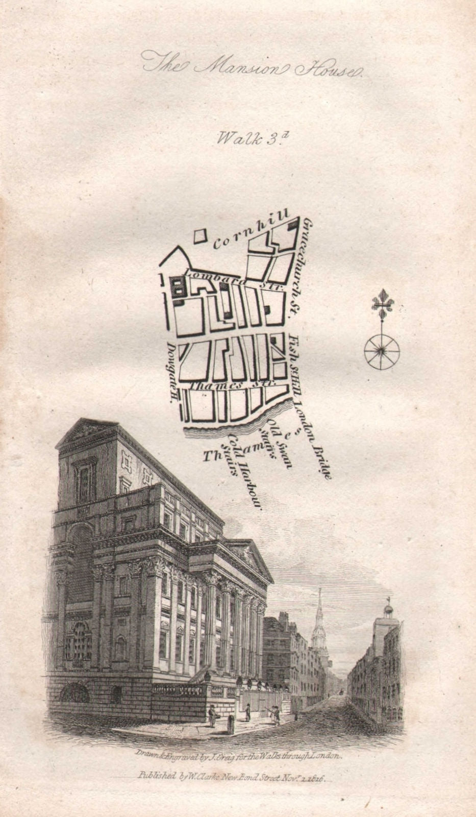 City of London Lombard Thames Gracechurch Street EC3V/4R Mansion House 1817 map